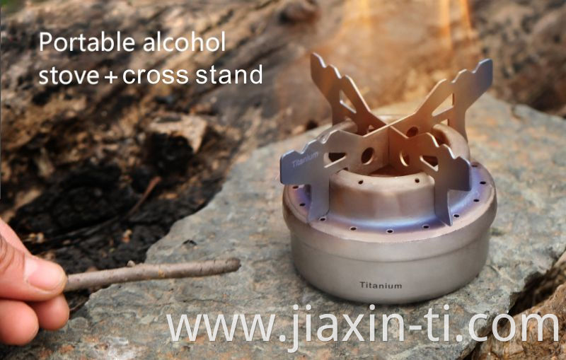 pure titanium camping stove with cross stand